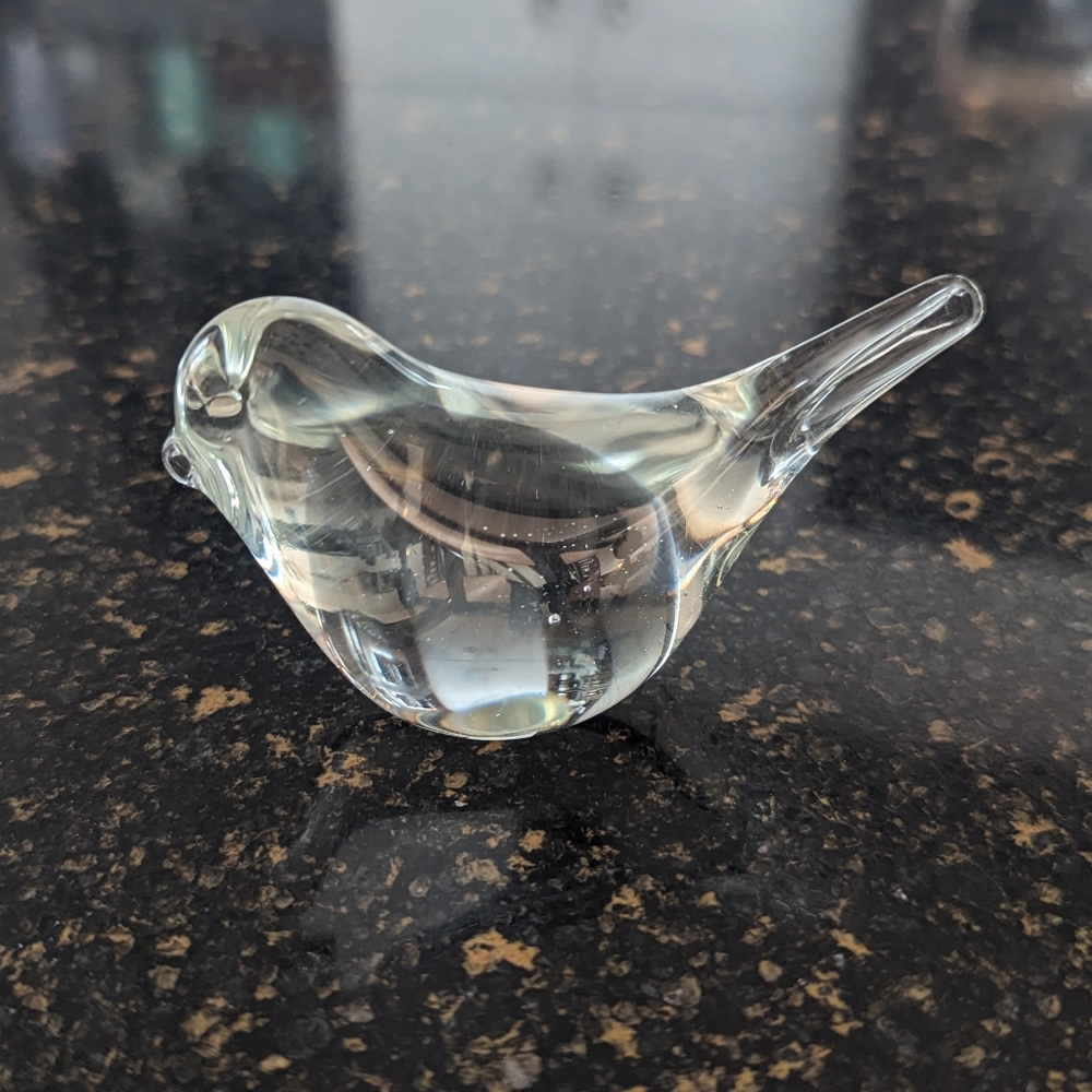 Clear Glass Bird Figurine Paperweight
